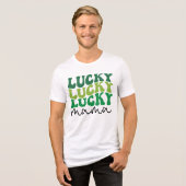 Gelukkig Mama Retro St. Patrick's Dag Tri-Blend Shirt (Voorkant volledig)