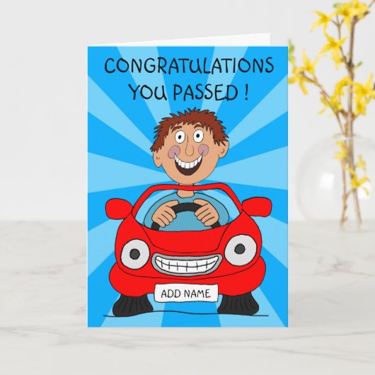 Gelukkig Man geslaagd voor rijtest Kaart (Gele Bloem)