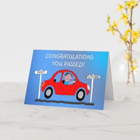 Gelukkig man is de bestuurderskaart net geslaagd kaart (Gele Bloem)