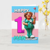 Gelukkig Manniversary - Eerste verjaardag op T Kaart (Gele Bloem)