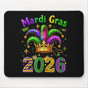 Gelukkig Mardi Gras 2026 Narrenhoed Mannen Vrouwen Muismat