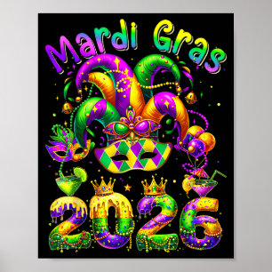 Gelukkig mardi gras 2026 narrenhoed New Orleans ma Poster