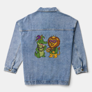 Gelukkig Mardi Gras Alligator & Leeuw Denim Jacket