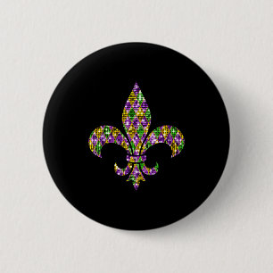 Gelukkig Mardi Gras Carnaval New Orleans Fleur De Ronde Button 5,7 Cm