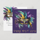 Gelukkig Mardi Gras gevederde masker Feestdagenkaart (Voorkant / Achterkant)