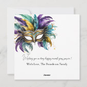 Gelukkig Mardi Gras gevederde masker Feestdagenkaart (Achterkant)