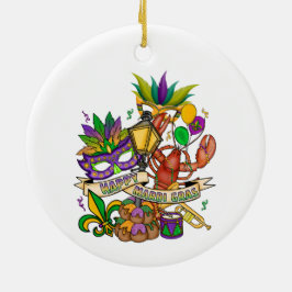 Gelukkig Mardi Gras Keramische Kerstbal Keramisch Ornament