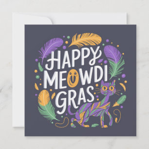 Gelukkig mardi gras Meowdi  Kaart