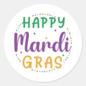 Gelukkig Mardi Gras Ronde Sticker (Voorkant)