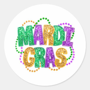 Gelukkig Mardi Gras Vet Dinsdag Carnaval Festival  Ronde Sticker