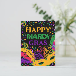 gelukkig mardi gras zwart briefkaart
