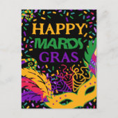 gelukkig mardi gras zwart briefkaart (Voorkant)