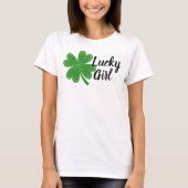 Gelukkig Meisje 4 Blad Klaver St. Patrick's Day Gr T-shirt (Voorkant)