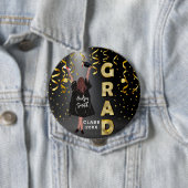 Gelukkig Meisje Afstuderen Elegant Goud Confetti S Ronde Button 4,0 Cm (In situ)