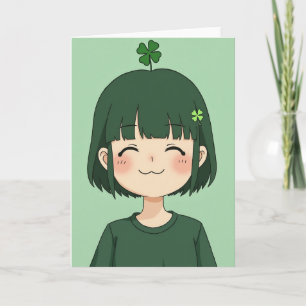 Gelukkig Meisje Anime Portretkaart Kaart