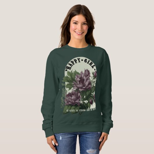 Gelukkig Meisje bloemen t-shirt (Voorkant volledig)