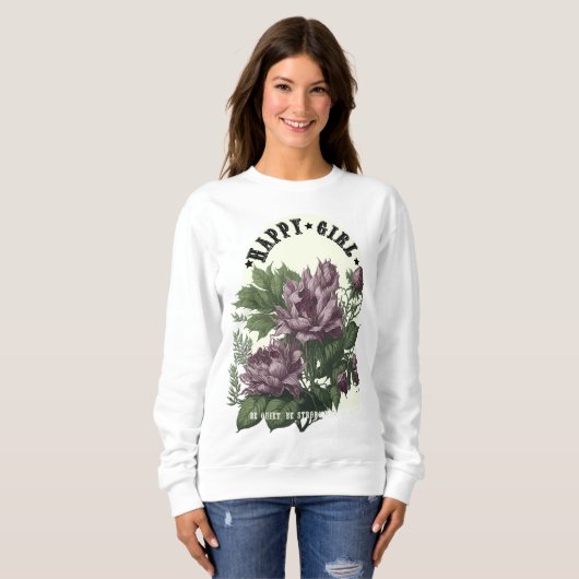 Gelukkig Meisje bloemen t-shirt (Voorkant volledig)