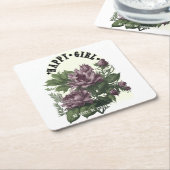 Gelukkig Meisje bloemontwerp Kartonnen Onderzetters (Schuin)