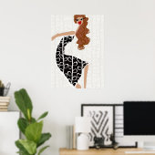 Gelukkig Meisje Dansend Zwart Wit Mode Poster (Thuiskantoor)