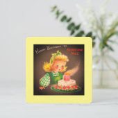  gelukkig meisje dat kaarsen uitblaast feestdagenkaart (Staand voorkant)