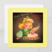  gelukkig meisje dat kaarsen uitblaast feestdagenkaart (Voorkant / Achterkant)