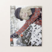 Gelukkig meisje dat kerstboom versiert legpuzzel (Verticaal)
