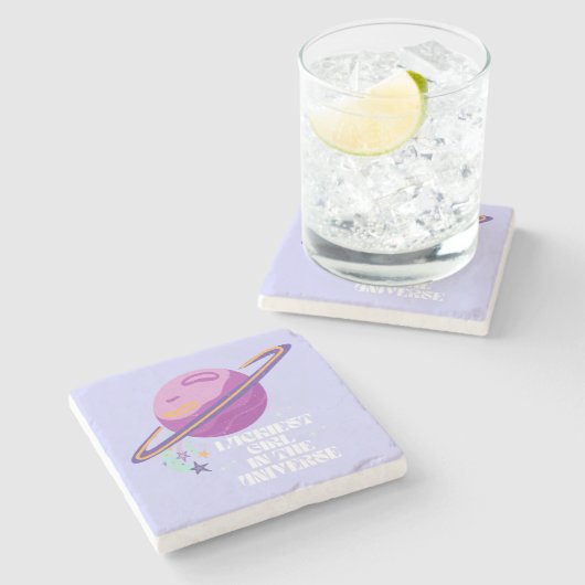 Gelukkig Meisje, Gelukkigste Meisje, Gelukkig, Bev Stenen Onderzetter (Zijkant)