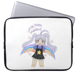 Gelukkig Meisje Hand Getekende Illustratie – Klein Laptop Sleeve