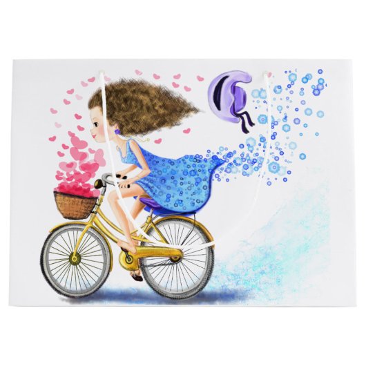 Gelukkig Meisje met Fiets Cadeautas (Voorkant)