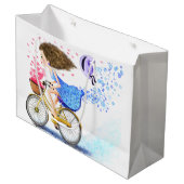 Gelukkig Meisje met Fiets Cadeautas (Voorkant Gekanteld)