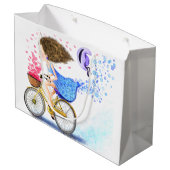 Gelukkig Meisje met Fiets Cadeautas (Achterkant Gekanteld)