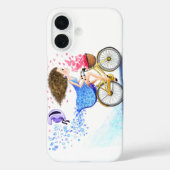 Gelukkig meisje met fiets iPhone Case (Achterkant)