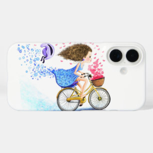 Gelukkig meisje met fiets iPhone Case