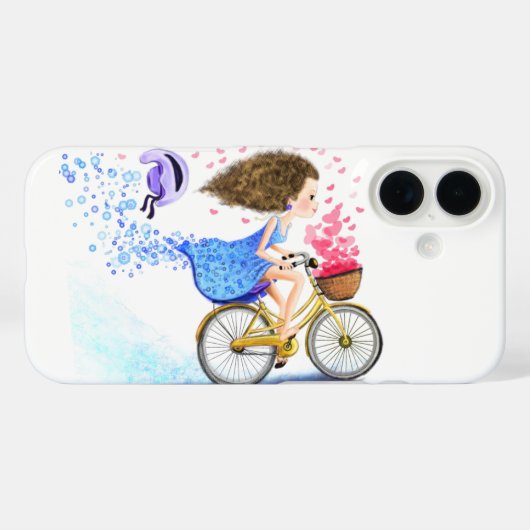 Gelukkig meisje met fiets iPhone Case (Achterkant (horizontaal))