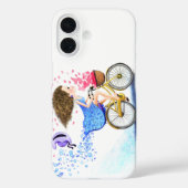 Gelukkig meisje met fiets iPhone Case (Achterkant)