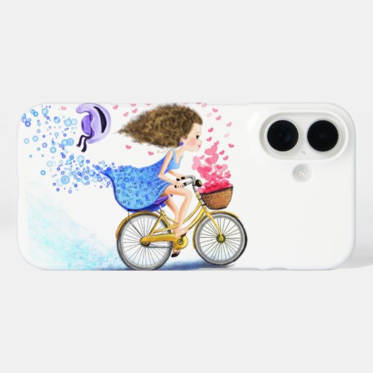 Gelukkig meisje met fiets iPhone Case (Achterkant (horizontaal))
