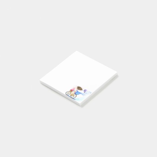 Gelukkig meisje met fiets Post-it® notes (Schuin)