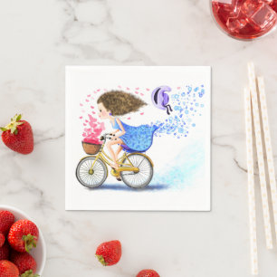 Gelukkig Meisje met Fietsservetten Servet