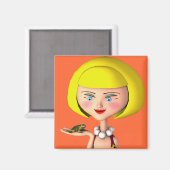 Gelukkig meisje met kikkerprins magneet (Voorkant / Achterkant)