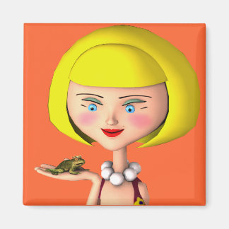 Gelukkig meisje met kikkerprins magneet