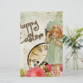 gelukkig meisje met ooster briefpapier (Staand voorkant)