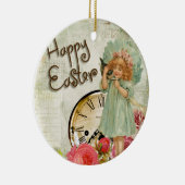 gelukkig meisje met ooster keramisch ornament (Rechts)