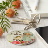 gelukkig meisje met ooster sleutelhanger (Zijkant)