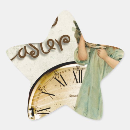 gelukkig meisje met ooster ster sticker (Voorkant)