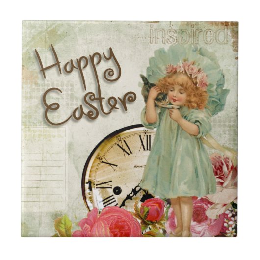 gelukkig meisje met ooster tegeltje (Voorkant)