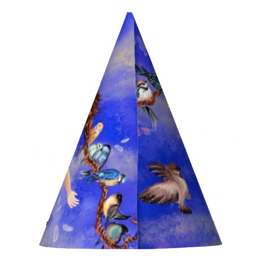 Gelukkig meisje met vogels - Geluk Feesthoedjes (Achterkant)