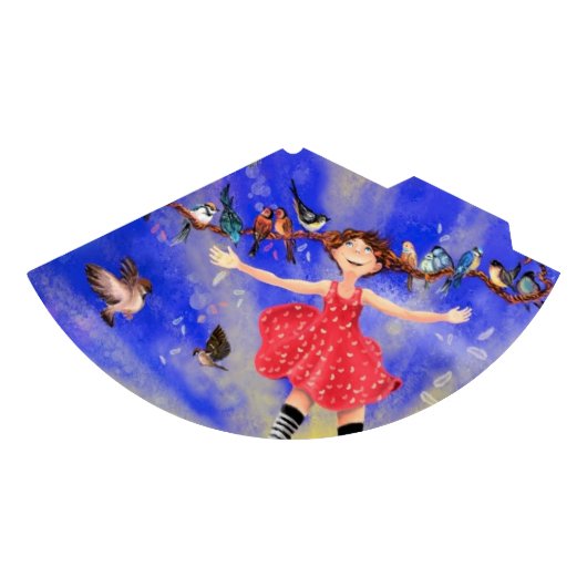 Gelukkig meisje met vogels - Geluk Feesthoedjes (Voorkant)