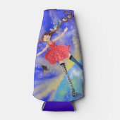 Gelukkig meisje met vogels - Geluk - Flesjeskoeler (Voorkant)