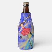 Gelukkig meisje met vogels - Geluk - Flesjeskoeler (Fles Voorkant)