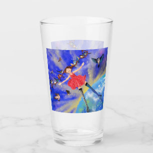 Gelukkig meisje met vogels - Geluk Glas